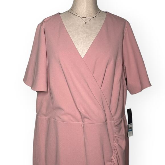 New $170 RACHEL ROY Ruffle Crystal Dress Faux Wrap Cascade Cocktail Pink Wedding - Picture 4 of 12